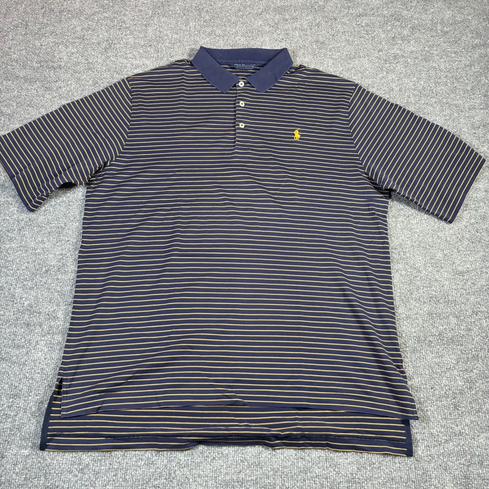 Polo Golf Ralph Lauren Polo Shirt Mens L Navy Blue Excellent Striped Pima Cotton